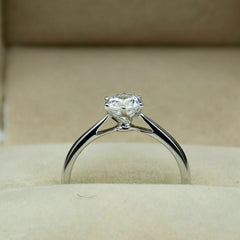 1 Carat Round Cut CVD Lab Grown Diamond Engagement Ring For Women, Anniversary Gift, Wedding Ring, Handmade Ring