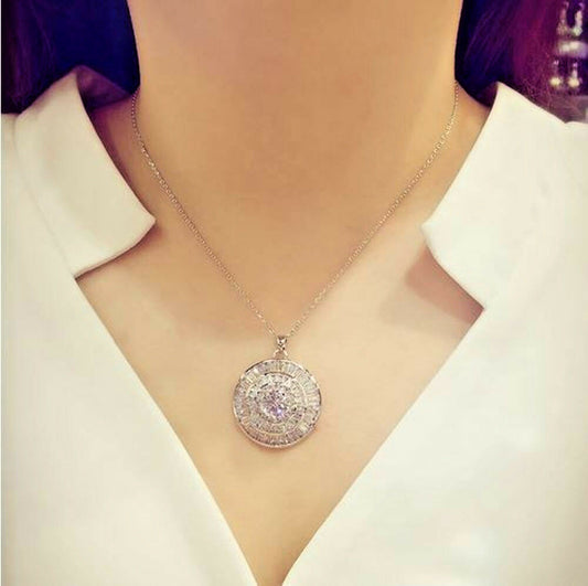 2 TCW Round Cut Diamond Halo Pendant For Women, Christmas Gifts, Anniversary Gifts