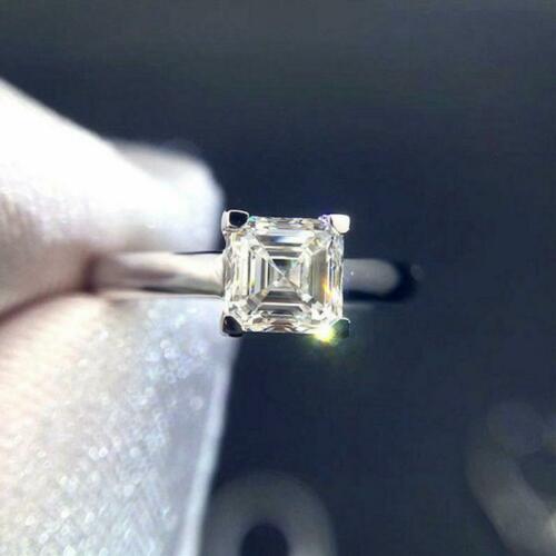2 Carat Asscher Cut Diamond Engagement Ring for Women, Solitaire Ring, Wedding Ring, Christmas Gifts