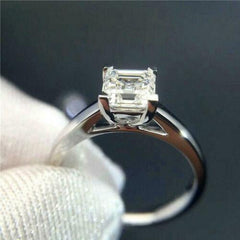 2 Carat Asscher Cut Diamond Engagement Ring for Women, Solitaire Ring, Wedding Ring, Christmas Gifts