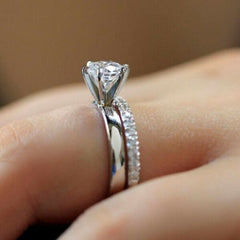2 Carat Round Cut CVD Lab Grown Diamond Engagement Ring for Women, Bridal Set Wedding Ring, Handmade Ring