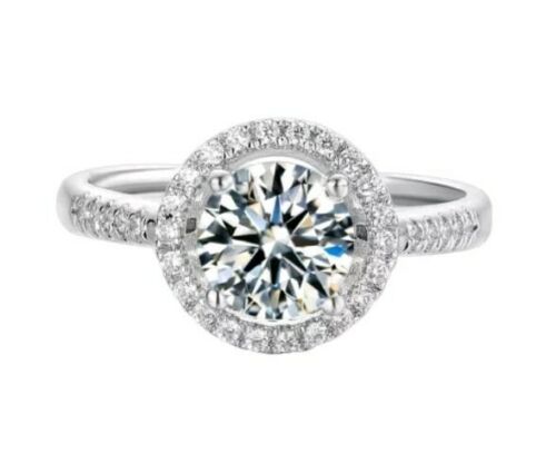 2  Carat Round Cut CVD Lab Grown Diamond Engagement Ring for Women, Halo Wedding Ring, Christmas Gifts