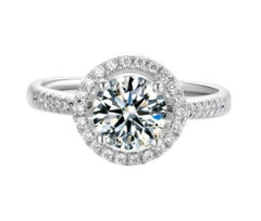 2  Carat Round Cut CVD Lab Grown Diamond Engagement Ring for Women, Halo Wedding Ring, Christmas Gifts