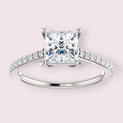 2 Carat Princess Cut CVD Lab Grown Diamond Engagement Ring for Women, Solitaire Accents Anniversary Gifts, Christmas Gifts, Wedding Ring, Handmade Ring