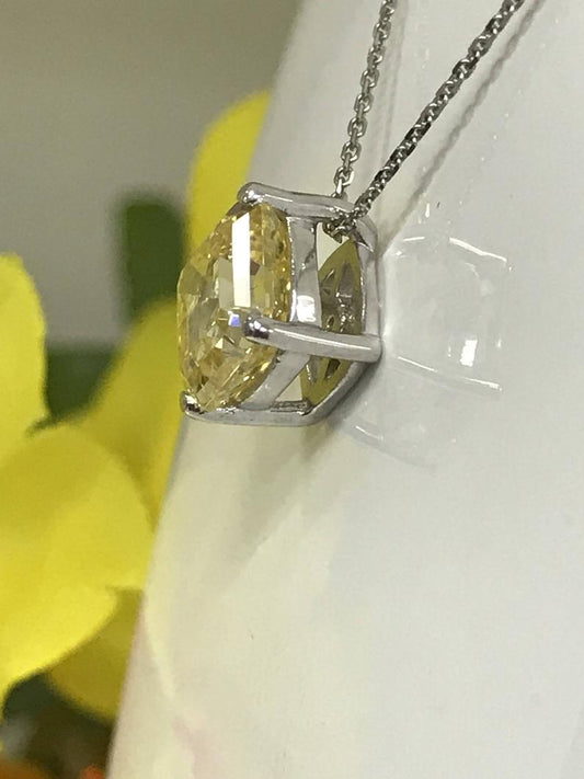 3 CT Yellow Asscher Cut Diamond Charm Pendant For Women, Wedding Pendant, Christmas Gifts, Anniversary Gifts