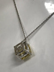 3 CT Yellow Asscher Cut Diamond Charm Pendant For Women, Wedding Pendant, Christmas Gifts, Anniversary Gifts