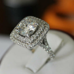 2 Carat Round Cut CVD Lab Grown Diamond Engagement Ring for Women, Wedding Ring, Handmade Ring