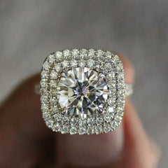 2 Carat Round Cut CVD Lab Grown Diamond Engagement Ring for Women, Wedding Ring, Handmade Ring