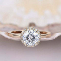 2 Carat Round Cut Diamond Engagement Ring for Women, Halo Ring Set, Wedding Ring