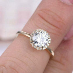 2 Carat Round Cut Diamond Engagement Ring for Women, Halo Ring Set, Wedding Ring