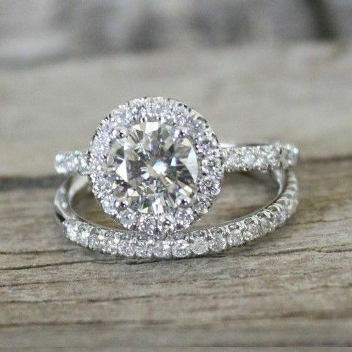 1.5 Carat Round Cut CVD Lab Grown Diamond Engagement Ring, Bridal Set Wedding Rig, Christmas Gifts
