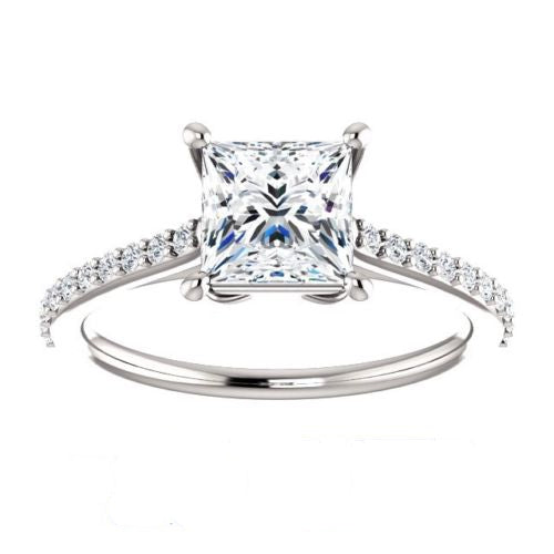 2 Carat Princess Cut CVD Lab Grown Diamond Engagement Ring for Women, Solitaire Accents Anniversary Gifts, Christmas Gifts, Wedding Ring, Handmade Ring
