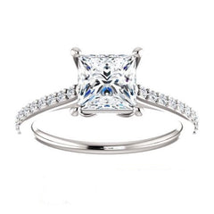 2 Carat Princess Cut CVD Lab Grown Diamond Engagement Ring for Women, Solitaire Accents Anniversary Gifts, Christmas Gifts, Wedding Ring, Handmade Ring