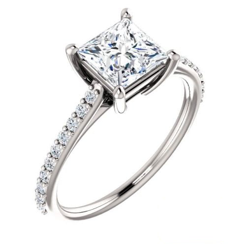 2 Carat Princess Cut CVD Lab Grown Diamond Engagement Ring for Women, Solitaire Accents Anniversary Gifts, Christmas Gifts, Wedding Ring, Handmade Ring