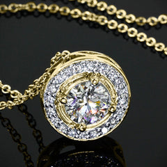 1.2 TCW Round Cut Diamond Charm Pendant For Women, Wedding Pendant, Christmas Gifts