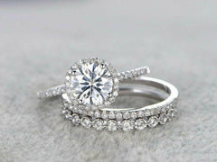 2.5 Carat Round Cut CVD Lab Grown Diamond Engagement Ring for Women, Bridal Set Wedding Ring, Christmas Gifts