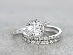 2.5 Carat Round Cut CVD Lab Grown Diamond Engagement Ring for Women, Bridal Set Wedding Ring, Christmas Gifts