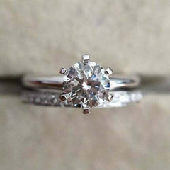 2 Carat Round Cut CVD Lab Grown Diamond Engagement Ring for Women, Bridal Set Wedding Ring, Handmade Ring
