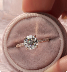 2.5 Carat Round Cut Diamond Engagement Ring for Women, Hidden Halo Ring, Wedding Ring, Anniversary Gifts