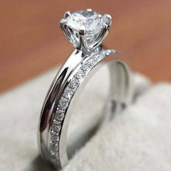 2 Carat Round Cut CVD Lab Grown Diamond Engagement Ring for Women, Bridal Set Wedding Ring, Handmade Ring