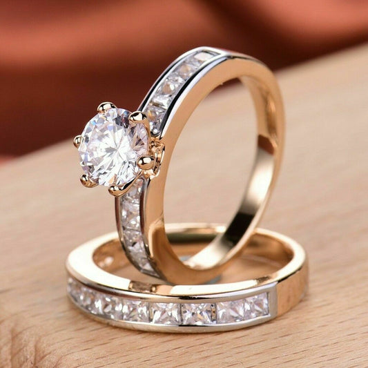 1.5 Carat Round Cut Diamond Engagement Ring for Women, Bridal Set Wedding Ring, Christmas Gifts