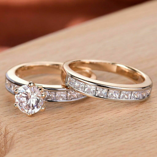 1.5 Carat Round Cut Diamond Engagement Ring for Women, Bridal Set Wedding Ring, Christmas Gifts