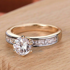 1.5 Carat Round Cut Diamond Engagement Ring for Women, Bridal Set Wedding Ring, Christmas Gifts
