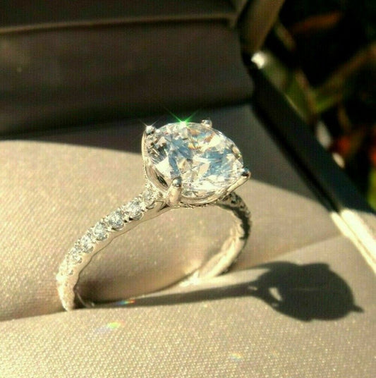 3 Carat Round Cut Diamond Engagement Ring for Women, Wedding Ring, Christmas Gifts