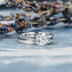 1.5 Carat Round Cut CVD Lab Grown Diamond Bridal Set Wedding Ring For Her, Engagement Ring, Christmas Gifts