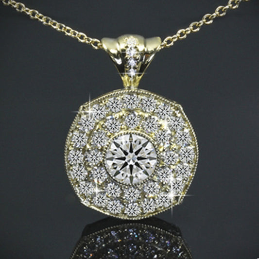 0.80 TCW Round Cut Diamond Charm Pendant For Women, Yellow Gold Pendant, Wedding Pendant, Christmas Gifts