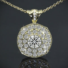 0.80 TCW Round Cut Diamond Charm Pendant For Women, Yellow Gold Pendant, Wedding Pendant, Christmas Gifts