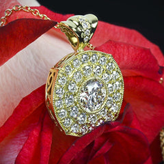 0.80 TCW Round Cut Diamond Charm Pendant For Women, Yellow Gold Pendant, Wedding Pendant, Christmas Gifts