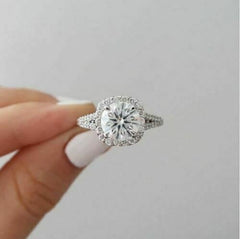 2 Carat Round Cut Diamond Engagement Ring for Women, Halo Ring Set, Wedding Ring, Christmas Gifts