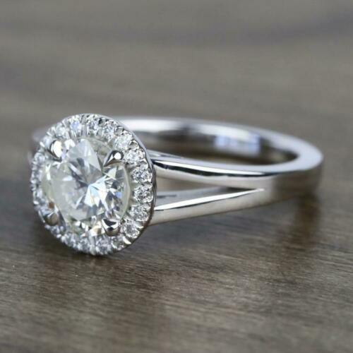 2 Carat Round Cut Diamond Wedding Ring for Women, Halo Engagement Ring, Anniversary Gifts