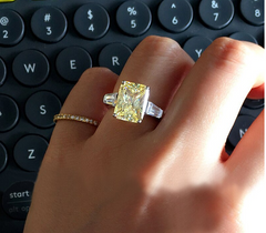 3 Carat Yellow Radiant Cut Diamond Engagement Ring For Women, Wedding Ring, Anniversary Gifts For Her