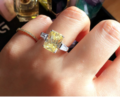3 Carat Yellow Radiant Cut Diamond Engagement Ring For Women, Wedding Ring, Anniversary Gifts For Her