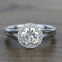 2 Carat Round Cut Diamond Wedding Ring for Women, Halo Engagement Ring, Anniversary Gifts