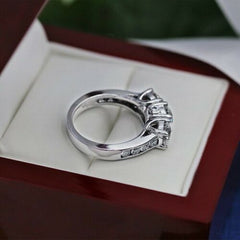 1.5 Carat Round Cut CVD Lab Grown Diamond Engagement Ring For Women, Three Stone Ring, Wedding Ring, Christmas Gifts