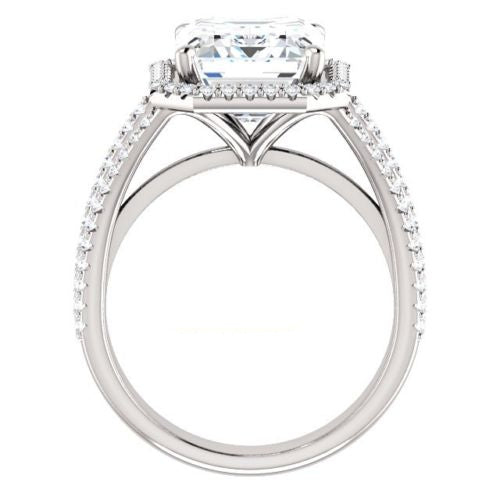 4 Carat Emerald Ring, CVD Lab Grown Diamond Ring, Halo Engagement Ring for Women, Christmas Gifts, Wedding Ring, Anniversary Gifts