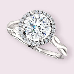 1.5 Carat Round Cut CVD Lab Grown Diamond Engagement Ring for Women, Halo Engagement Ring, Christmas Gifts, Wedding Ring, Handmade Ring, Promise Ring For Her