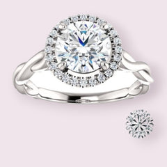 1.5 Carat Round Cut CVD Lab Grown Diamond Engagement Ring for Women, Halo Engagement Ring, Christmas Gifts, Wedding Ring, Handmade Ring, Promise Ring For Her