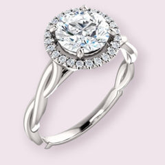1.5 Carat Round Cut CVD Lab Grown Diamond Engagement Ring for Women, Halo Engagement Ring, Christmas Gifts, Wedding Ring, Handmade Ring, Promise Ring For Her