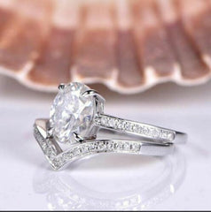 2 Carat Oval Cut Diamond Engagement Ring for Women, Bridal Set Wedding Ring, Anniversary Gifts For Her