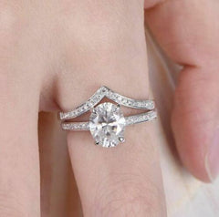 2 Carat Oval Cut Diamond Engagement Ring for Women, Bridal Set Wedding Ring, Anniversary Gifts For Her