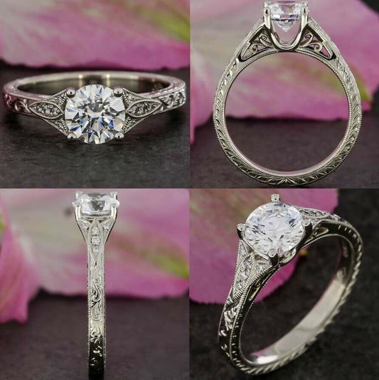 1.5 Carat Round Cut CVD Lab Grown Diamond Engagement Ring for Women, Anniversary Gifts, Wedding Ring