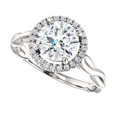 1.5 Carat Round Cut CVD Lab Grown Diamond Engagement Ring for Women, Halo Engagement Ring, Christmas Gifts, Wedding Ring, Handmade Ring, Promise Ring For Her