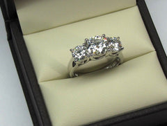 2 Carat Round CVD Lab Grown Diamond Engagement Ring for Women, Three Stone Ring, Anniversary Gifts, Christmas Gifts, Wedding Ring