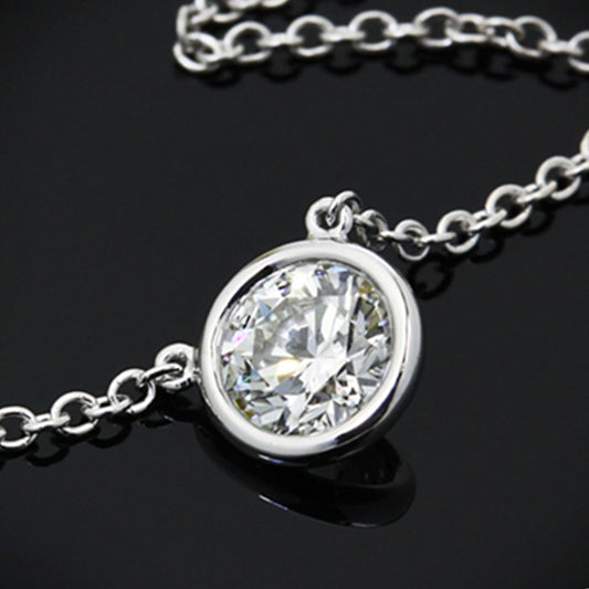 2 CT Round Cut Diamond Bezel Charm Pendant For Women, Wedding Pendant, Christmas Gifts