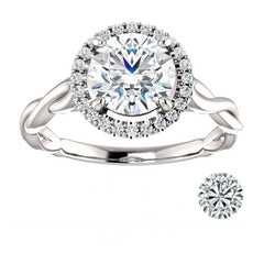 1.5 Carat Round Cut CVD Lab Grown Diamond Engagement Ring for Women, Halo Engagement Ring, Christmas Gifts, Wedding Ring, Handmade Ring, Promise Ring For Her