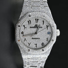 Rehan Jewels Audemars Piguet Swiss Eta Movement Full White Ice Out Moissanite Diamond Make Dial Plate In Arbic